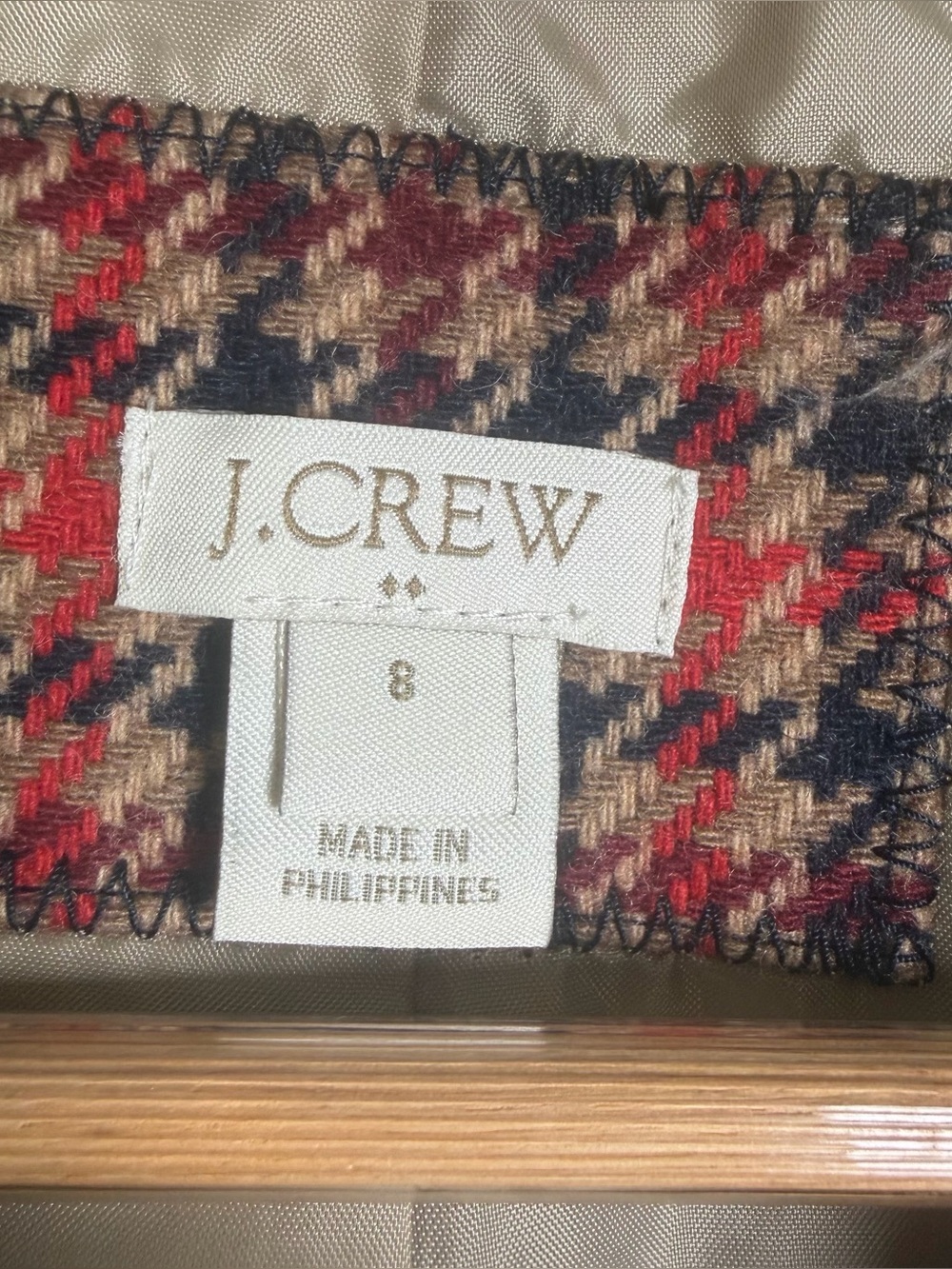 J Crew Women’s Sz 8 Schoolboy Blazer Wool Houndstooth Plaid Preppy Academia - Picture 5 of 12
